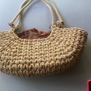 Cute straw purse,satin drawstring liner